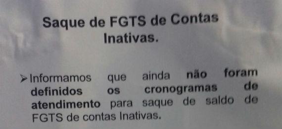 Saque de contas inativas do FGTS só a partir de fevereiro 